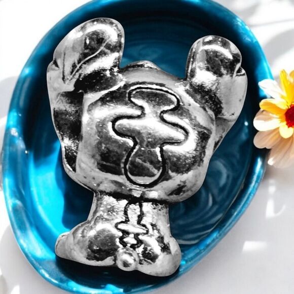 Lilo & Stitch Stainless Steel Silver Bracelet Charm Dangle Slide On Alien Fandom - Picture 2 of 6